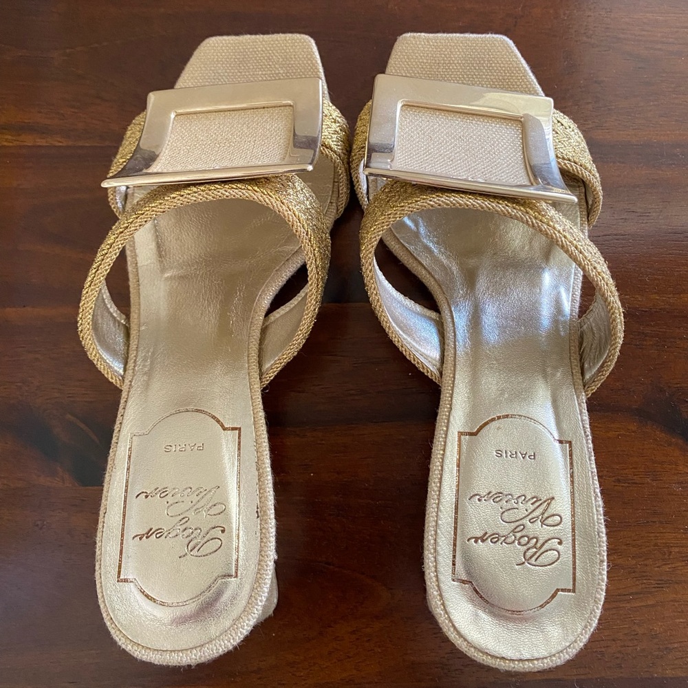 Roger Vivier Golden Metallic Mule Sandal